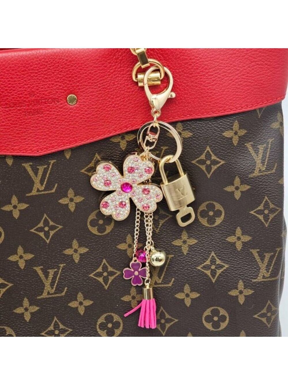 LV Gold Padlock & Key 🔒 Authentic Louis Vuitton Bag Unbranded Flower Charm
